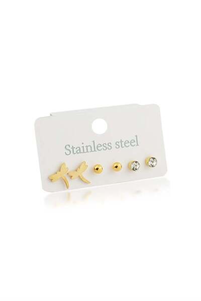 Bozhi Earrings Stainless Steel Gold Elegant Gift Six-Piece Earrings