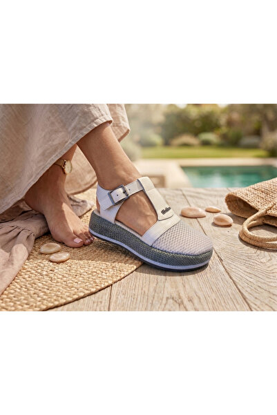 MARCO ROCCO Genuine Leather Mesh Straw Sole Women's Sandals