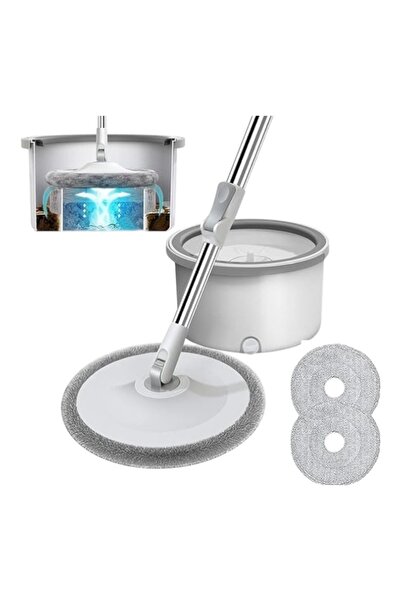 E-ANAMAG Στρογγυλή Περιστρεφόμενη Σφουγγαρίστρα με Πανί Μικροϊνών και Κουβά 5...