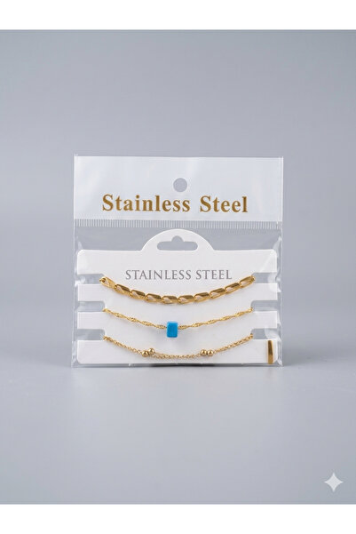 stainles steel Altın renk, üçlü çelik bileklik