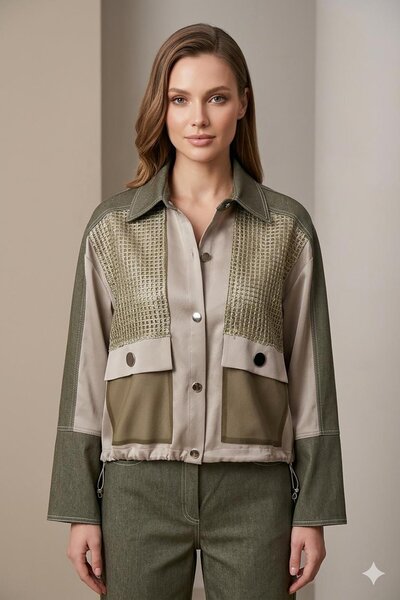 Rain and River Mesh Detailed Garnished Jacket