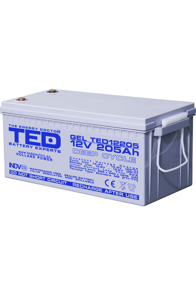 TED Electric Acumulator Staționar Etans cu Gel Deep Cycle 12V 205A M8 F11 T11...