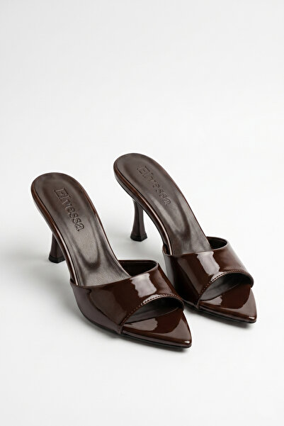 Women's Bitter Coffee Spring 7 Cm Thin Heel Slippers, Pointed Toe Stylish Model