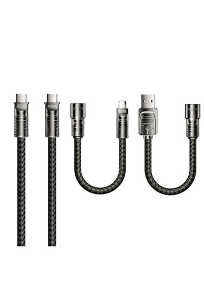Jopus 4in1 Çoklu Şarj Kablosu 60W Type-C Lightning USB-A Hızlı Şarj Örgü Kabl...
