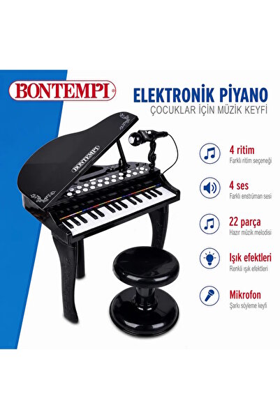 Bontempi 32 Tuşlu Işıklı Piyano Seti Mikrofonlu, Tabureli, Kayıt ve Riascolto...