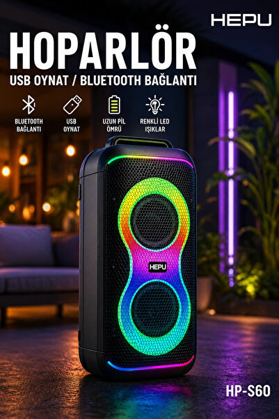 Blackbird Game Center Hepu HP-S60 6000W Işıklı Karaoke Hoparlörü - Kablosuz M...