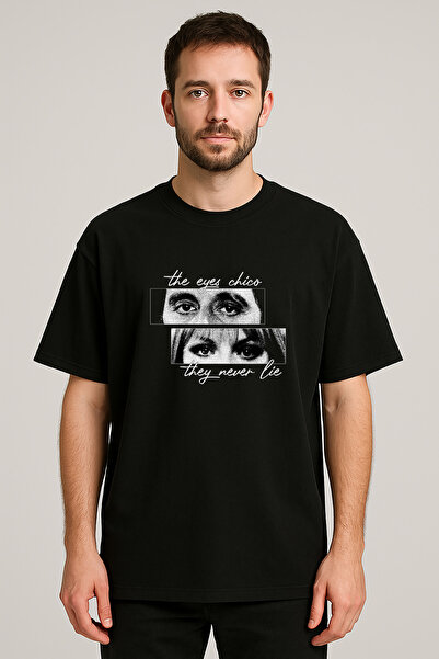 AYDESİGN Tricou negru cu imprimeu Scarface, cu guler rotund