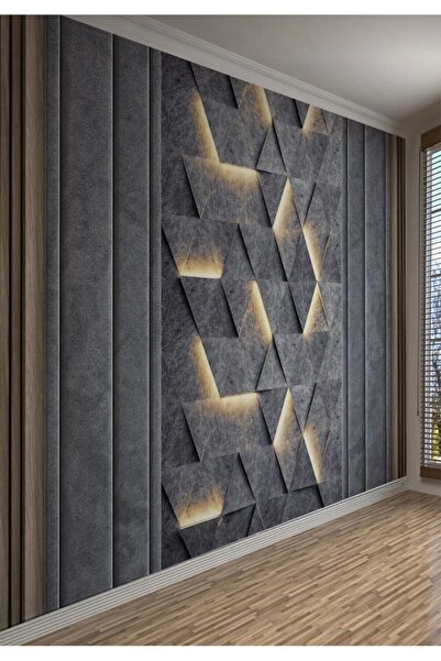 SULTAN DEKORASYON Tekstil Antrasit Geometrik Işıltılı Tek Parça Duvar Kağıdı