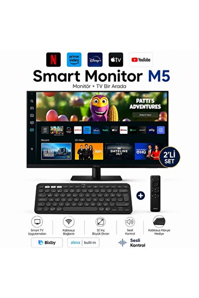 Samsung 32 İnç Full HD Smart Led Monitör Wi-Fi Bluetooth Dahili Hoparlörlü Sm...
