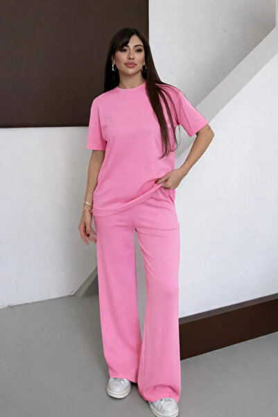 Lixera Dora Γυναικείο Osho Pink Crew Neck 2 Νήματα Κοντομάνικο Εύκαμπτο Σετ Σ...