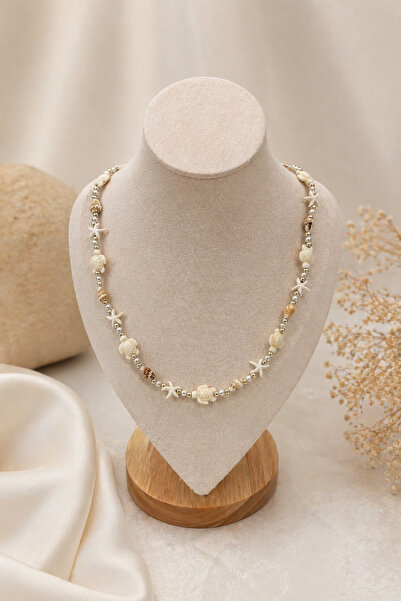 GMN COLLECTION YENİ SEZON DENİZ KABUĞU VE YILDIZ MOTİFLİ MİNELİ KOLYE