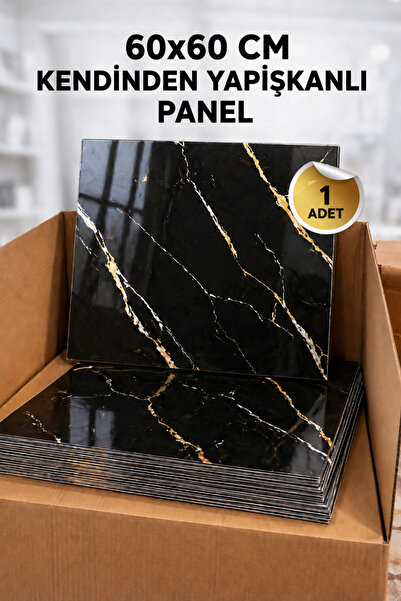 UKAB DEKOR 60x60 Cm 1 Adet Kendinden Yapışkanlı Siyah Pvc Esnek Köpük Dekorat...
