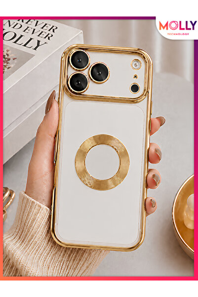 Molly iPhone 17 PRO MAX İçin Kenarları Metalik Gold Lens Koruyuculu Lou Lazer...