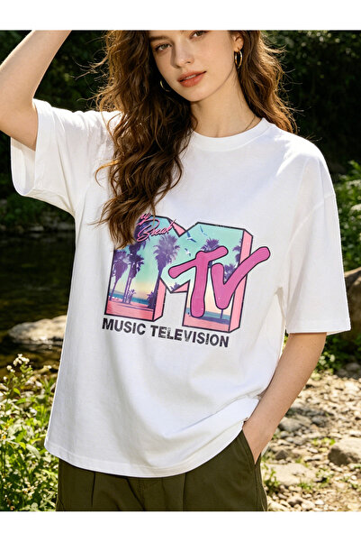 bolivia's تي شيرت نسائي بشعار MTV Music Television - تي شيرت بأكمام قصيرة ويا...