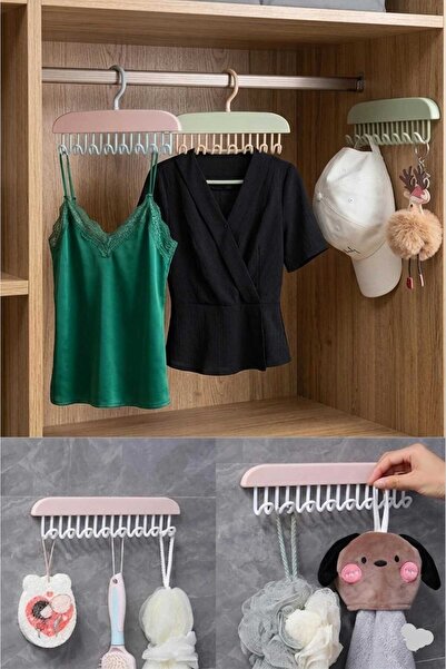 tafce 8 Kancalı Yapışkanlı Askı, Mutfak Banyo Dolap İçi Çok Amaçlı Kancalı As...