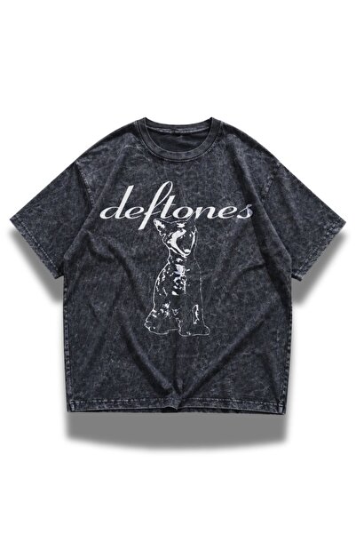 Fuddy Moda Tricou unisex Deftones cu imprimeu de pisici, lavabil, tricou vint...