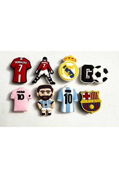Saule 8 Adet crocssüs terlik süsü Messi & Ronaldo ithal üründür