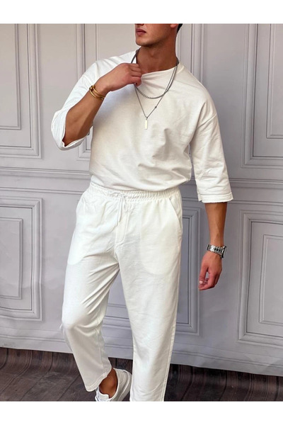 MODEFENDİ Σετ με δύο νήματα, φαρδιά μανίκια, oversize, επάνω και κάτω μέρος