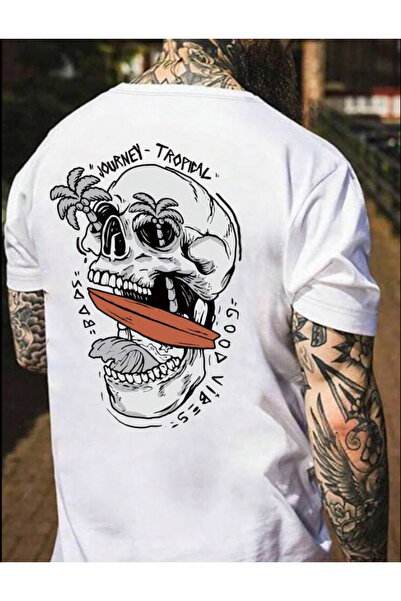 Oceanwear Tropical Design Skull Palm Printed Short Sleeve Crew Neck Unisex Ts...