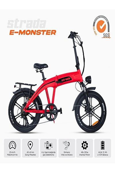 Strada E-Monster 20 Jant Katlanabilir Yüksek Torklu Elektrikli Bisiklet