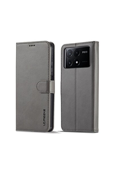 LC.IMEEKE Calf Texture Θήκη Πορτοφόλι Grey (Xiaomi Poco X6 Pro 5G)