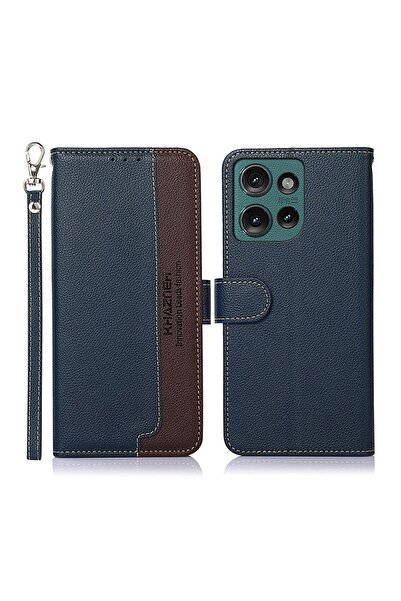 KHAZNEH Litchi Texture Θήκη Πορτοφόλι Blue (Motorola Edge 50 Neo/Edge 60 Neo)