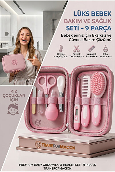Transformacion PEMBE 9 Parça Bebek Bakım Seti, Yenidoğan Hediye Sağlık Kiti (...