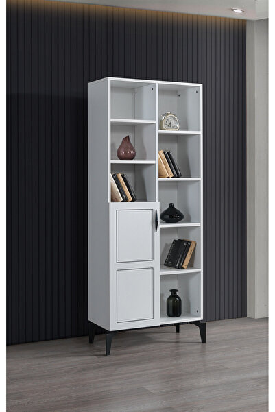 Erz Design Çizgi Raflı Kapaklı Kitaplık 70x37x180cm