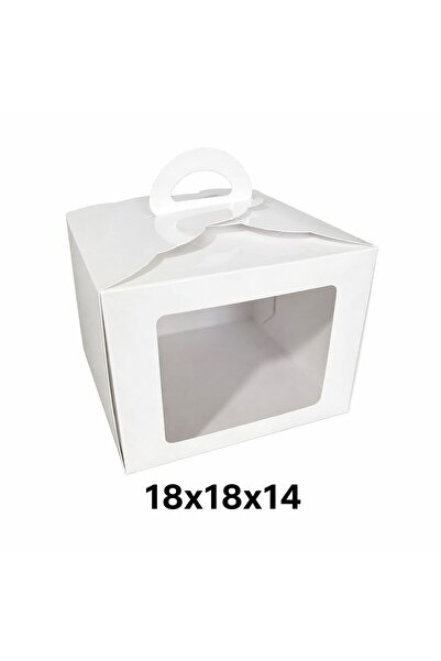 YufiDesign Pasta Kutusu, 18x18x14cm Pencereli Kutu, 10 Adettir