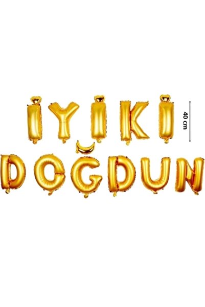 Dizayn Parti Evi İyi Ki Doğdun Folyo Balon Seti 16 İnç Gold Gümüş Harf Balon ...