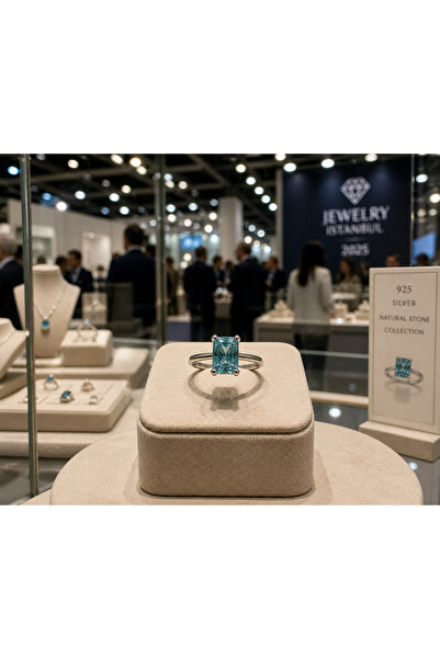 Frost Jewellry 925 ayar gümüş safir baget taşlı yüzük