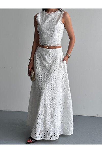 BLACKPERA Set importat din bumbac cu design special, cu dantelă și broderie, ...