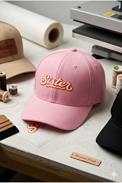 Betülce Unisex Beyaz Sister Yazılı Ayarlanabilir Beyzbol Şapkası