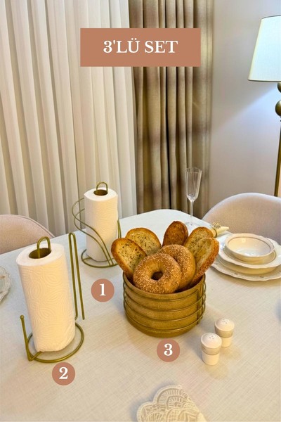 Edora Home مجموعة من 3 قطع من حامل المناديل الورقية باللون الذهبي غير اللامع،...