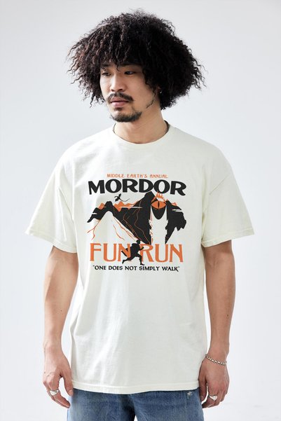 Tee&more. Tricou premium unisex oversize cu imprimeu Mordor Fun Run