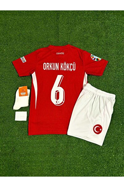 Alaturka Mix Türkiye Euro 2024 Orkun Kökçü Çocuk Forması 4'lü Set (KIRMIZI)