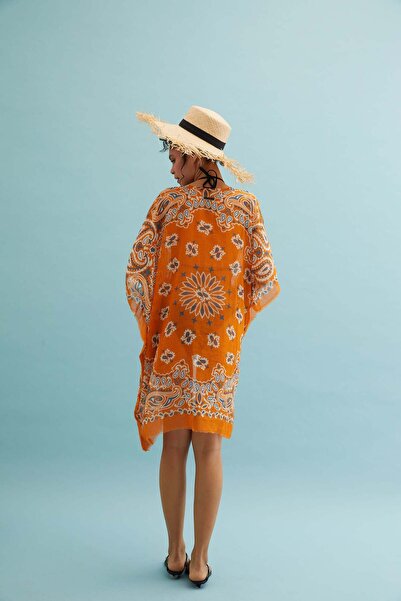 Silk and Cashmere Bej İsla İpekli Baskılı Kimono