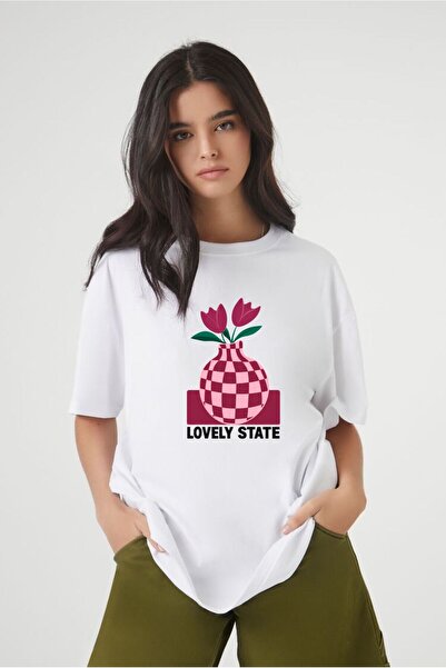 Hira Clothing Kadın Yumuşak Kumaşlı %100 Pamuklu Baskılı Regular T-Shirt