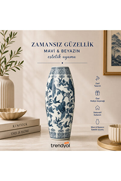 betonıque stone Bleu Blanc Vazo (36cm)