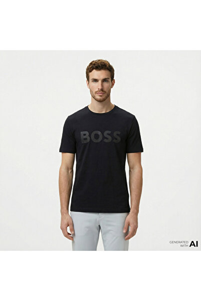 BOSS Tape Logo Erkek Siyah T-Shirt