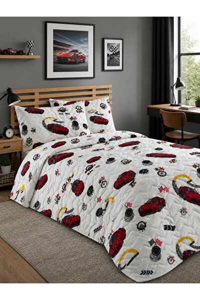 Forev Kapitoneli Çift Taraflı Pamuklu Tek Kişilik Pike Seti 160x230 - 50x70