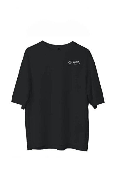 Efnaz style Unisex Crew Neck Printed Oversize T-Shirt - Black