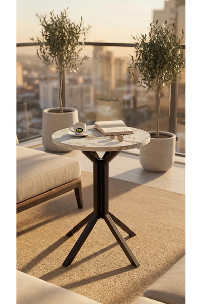 hey modüler mobilya Yıldız Yuvarlak Efes 50 cm Balkon Masası Yan Sehpa Mutfak...