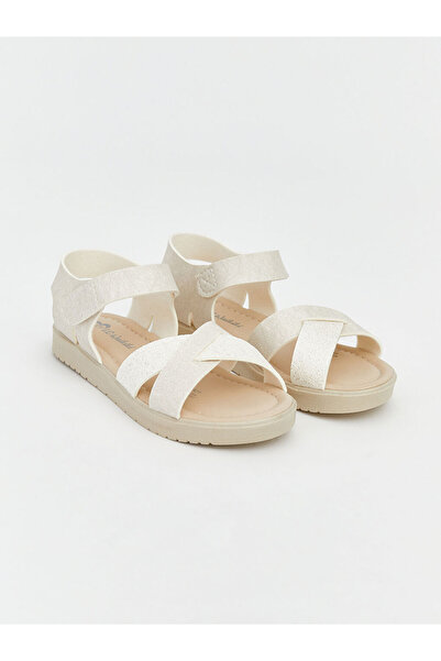 LC Waikiki Vizyon New Season Ecru Cross-Strapped Baby Girl Sandals