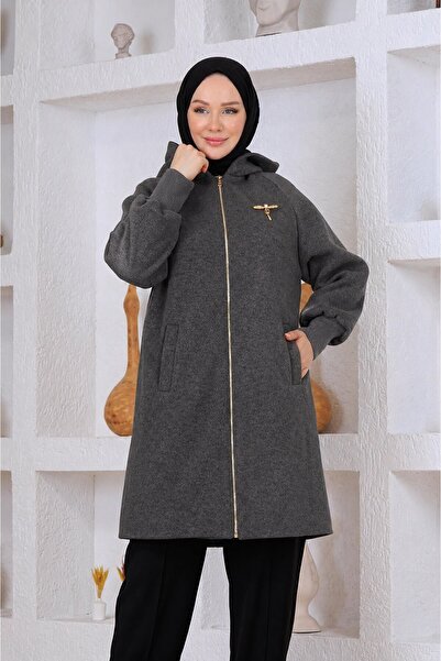 Esma Gündoğdu Zippered Coat Smoked