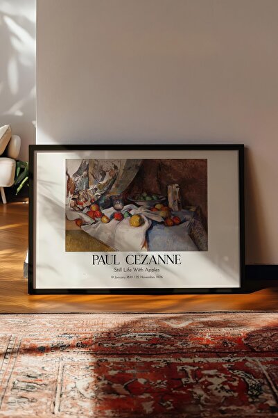 Postifull Paul Cézanne - Natură statică cu mere, Tablou în ramă neagră, Seria...