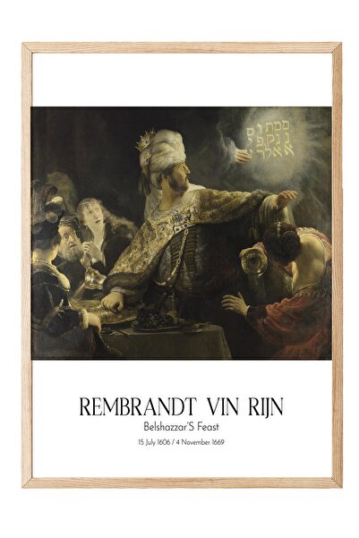 Postifull Rembrandt Vin Rajna - Belšazarska gozba, slika u drvenom okviru, um...
