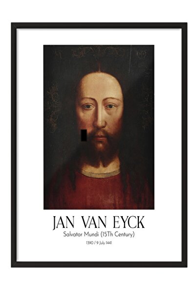 Postifull Jan van Ajk - Salvator Mundi (15. vek), slika u crnom okviru, serij...