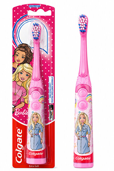 Colgate Periuță de dinți electrică Barbie pentru copii, extra moale, roz