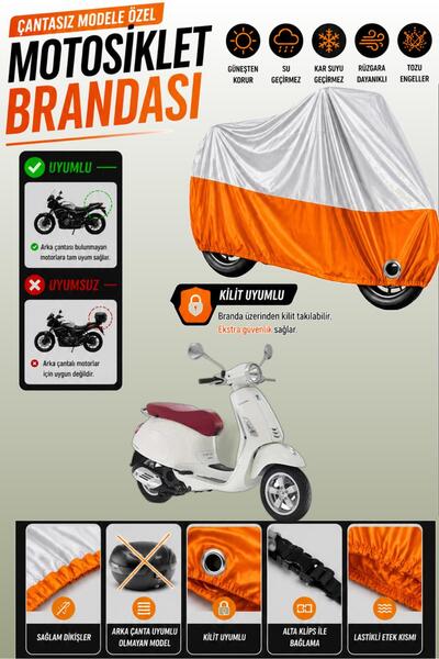 Cemku Twin Top Gray - Bottom Orange Vespa Primavera 50 Touring Compatible Eng...